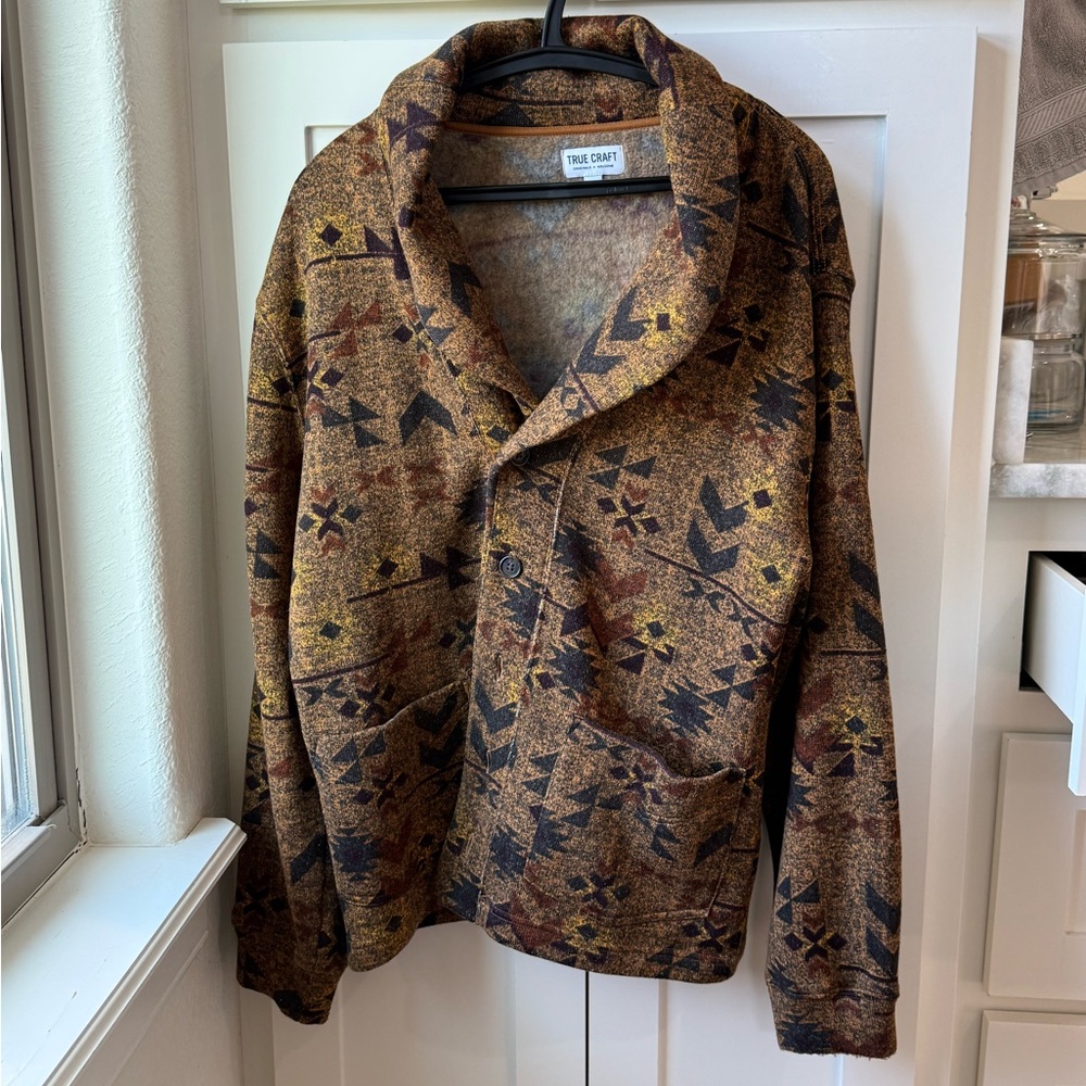 True Craft Multi-Color Aztec Shawl Collar Jacket / shacket